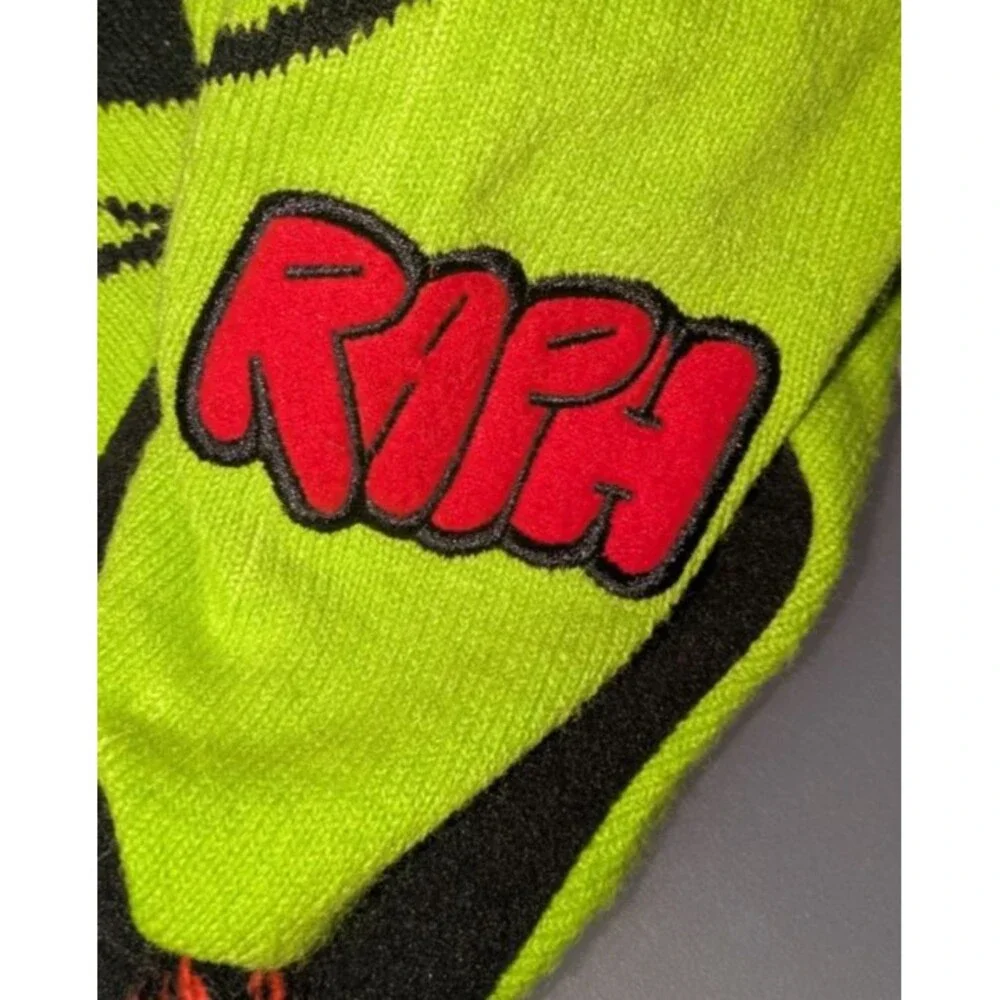 Teenage Mutant Ninja Turtles Big Face Knit Beanie Hat Raphael Ear Flaps Warm